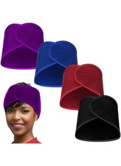 Haysandy Haysandy Hairband, 4 Pieces Mesh Hair Wrap for Black Women - Adjustable Size Face Wash Makeup Hair Accessories Headbands (Black, Wine Red, Royal Blue, Dark Purple)  - Image 1
