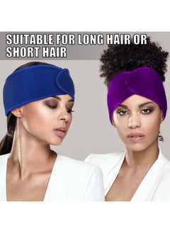 Haysandy Haysandy Hairband, 4 Pieces Mesh Hair Wrap for Black Women - Adjustable Size Face Wash Makeup Hair Accessories Headbands (Black, Wine Red, Royal Blue, Dark Purple)  - Image 3