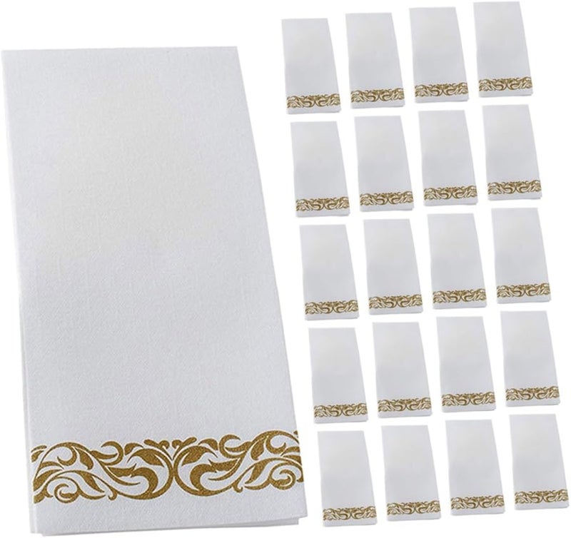 مناديل كوكتيل قابلة للاستعمال مرة واحدة مطبوعة بالذهب 50 قطعة جودة فندقية لحفلات زفاف وزينة الحفلات - Image 1