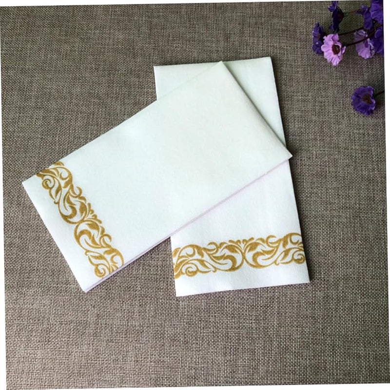 مناديل كوكتيل قابلة للاستعمال مرة واحدة مطبوعة بالذهب 50 قطعة جودة فندقية لحفلات زفاف وزينة الحفلات - Image 5