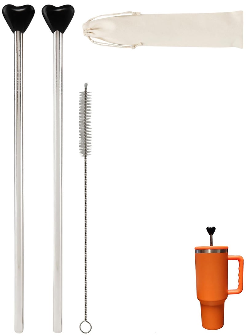 SYOSI قش مضاد للتجاعيد - قش شرب من الفولاذ المقاوم للصدأ مضاد للتجاعيد، قش قابل لإعادة الاستخدام مع فرشاة تنظيف - صديق للبيئة مقابل البلاستيك - قش متوافق مع كوبين سعة 40 أوقية - Image 1