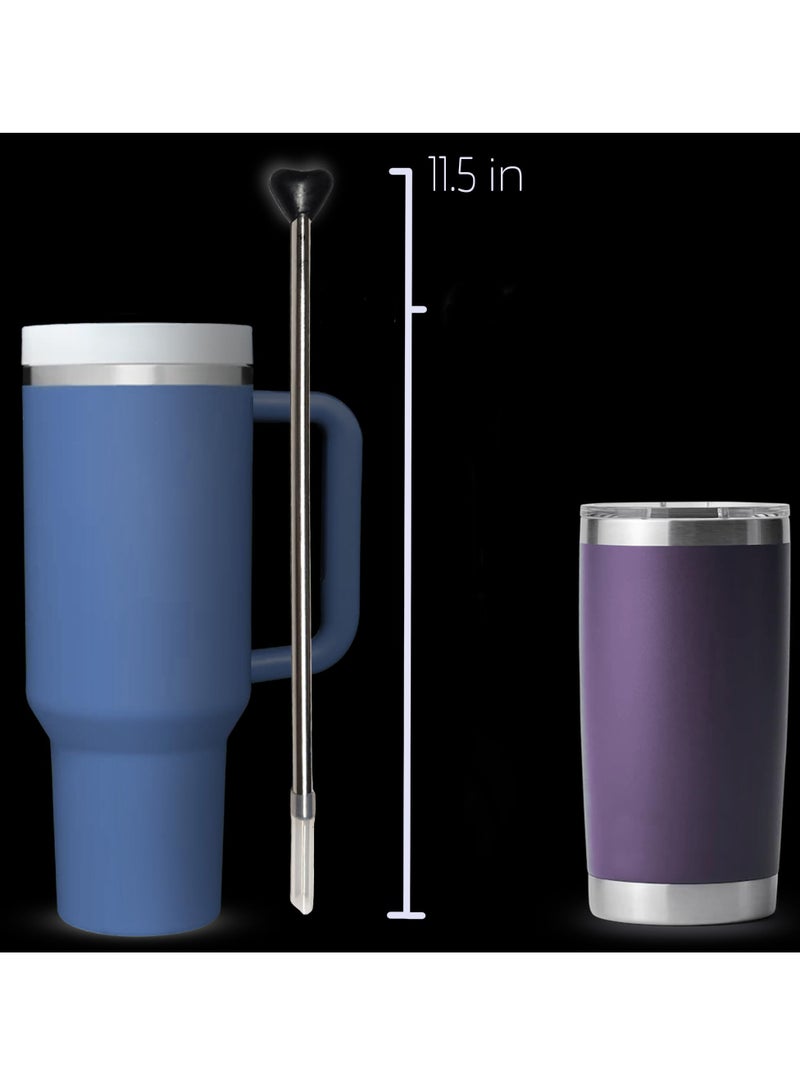 SYOSI قش مضاد للتجاعيد - قش شرب من الفولاذ المقاوم للصدأ مضاد للتجاعيد، قش قابل لإعادة الاستخدام مع فرشاة تنظيف - صديق للبيئة مقابل البلاستيك - قش متوافق مع كوبين سعة 40 أوقية - Image 3