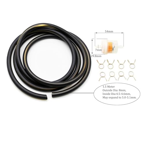 PRO BAT 0.2''x59'' (5mmx1.5m) Motorcycle Fuel Line Tube Oil Gas Line Petrol Hose for ATV Dirt Bike Go Kart Moped Pocket Bike Most of Chinese Scooter with Hose Clamps Fuel Filter, Black - Image 5