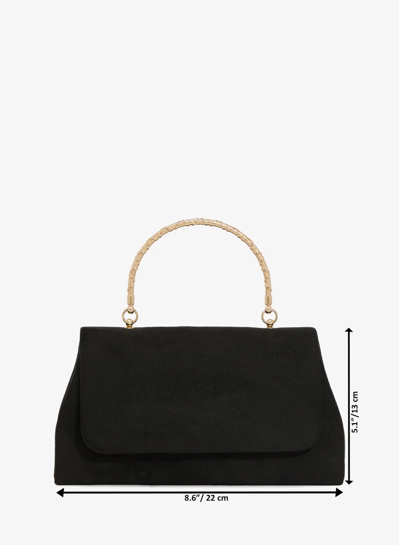Khizana Black Classic Clutch With Top Handle for Women | Best Price UAE