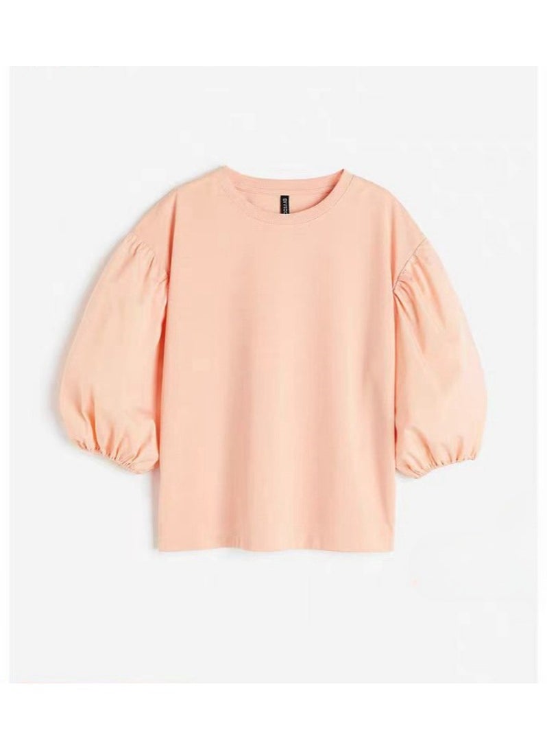 H and M - قميص نسائي من HM صيفي بأكمام دائرية منتفخة وفتحة V علوية فضفاضة - Image 1