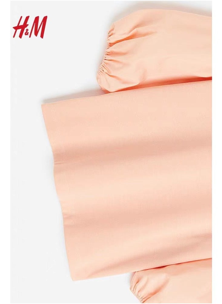 H and M - قميص نسائي من HM صيفي بأكمام دائرية منتفخة وفتحة V علوية فضفاضة - Image 1
