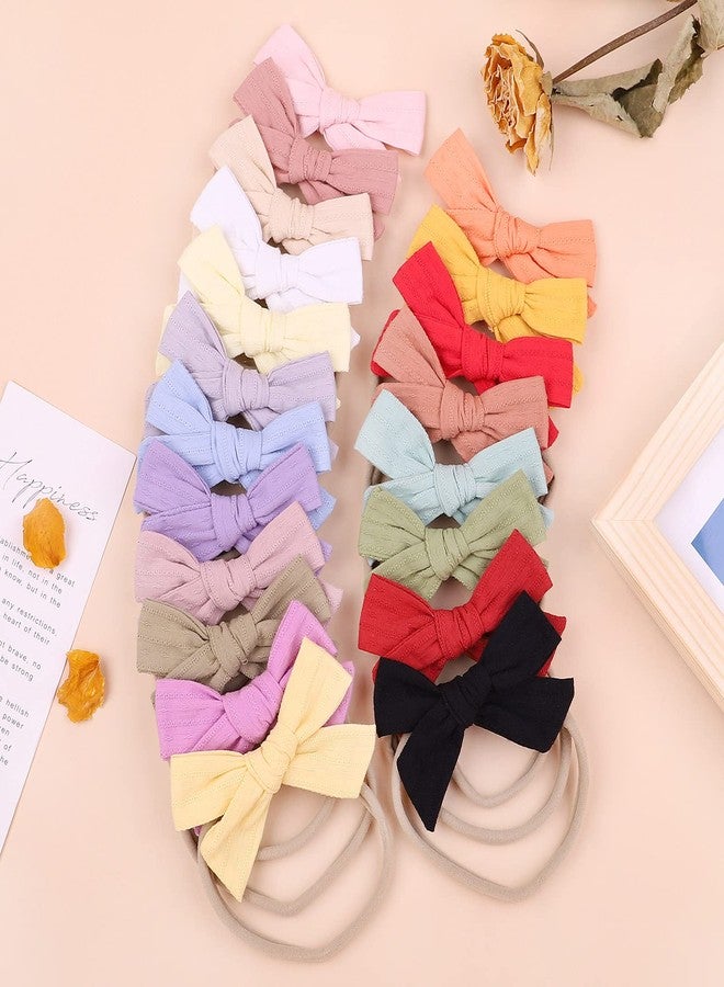 jollybows 20pcs Baby Girls Cotton Hair Bows Headbands Nylon Hair Bands Elastic Hair Accessories for Newborn Kids Infants Toddlers - Image 3