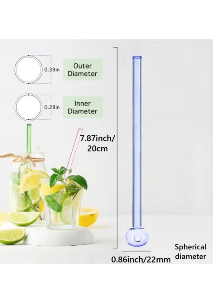 9-piece set of colored glass straws, heat-resistant reusable straws for juice, milk tea, and beverages - Image 2