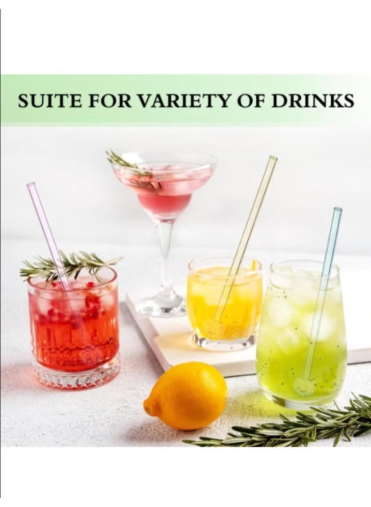 9-piece set of colored glass straws, heat-resistant reusable straws for juice, milk tea, and beverages - Image 3