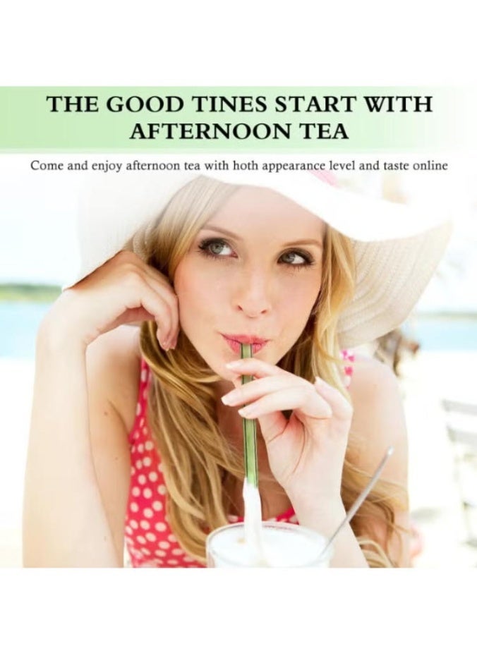 9-piece set of colored glass straws, heat-resistant reusable straws for juice, milk tea, and beverages - Image 4