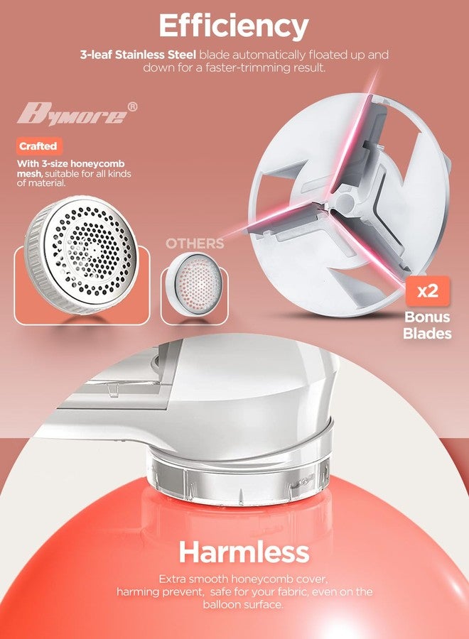 Bymore Fabric Shaver, Lint Remover, Lint Shaver Defuzzer Sweater Shaver for Clothes and Furniture with AC Adapter Pill Fuzz Remover-White - Image 3