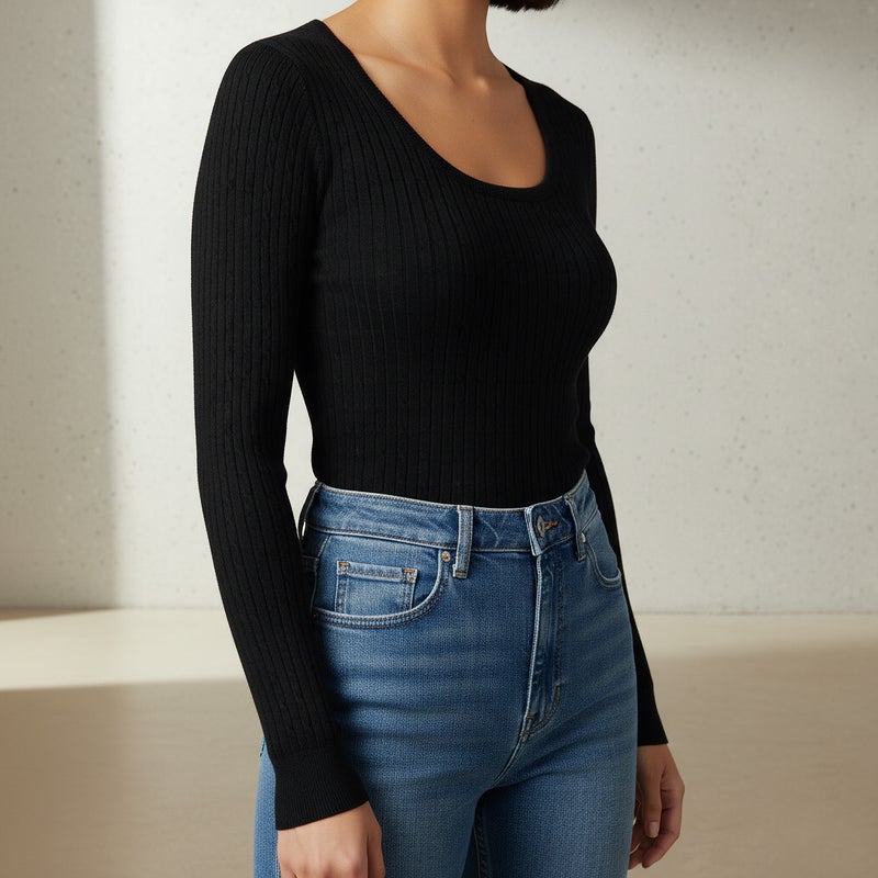 2Xtremz Slim Fit Textured Round Neck Tricot Sweater - Image 4