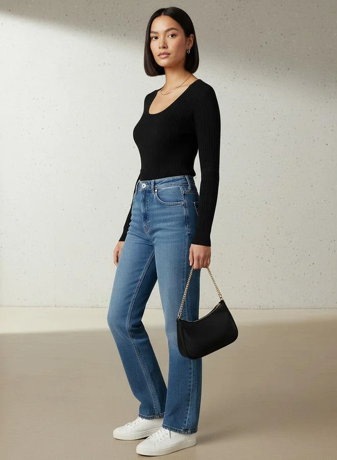 2Xtremz 2Xtremz Slim Fit Textured Round Neck Tricot Sweater