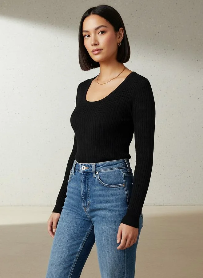 2Xtremz 2Xtremz Slim Fit Textured Round Neck Tricot Sweater