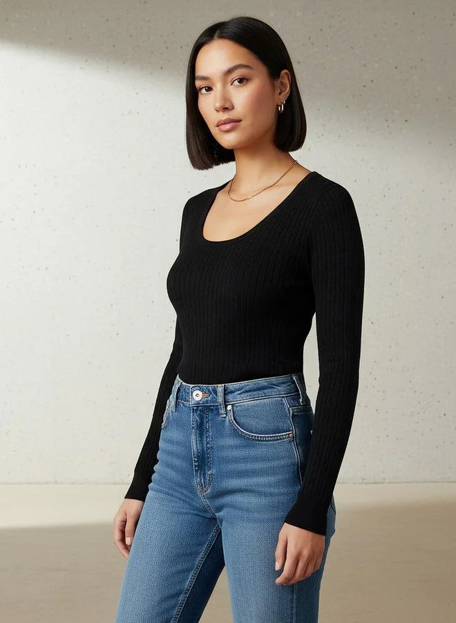 2Xtremz 2Xtremz Slim Fit Textured Round Neck Tricot Sweater