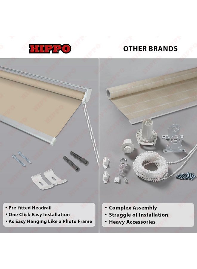 HIPPO Blackout Roller Blinds for Windows with One Click Headrail for Easy Installation Roll Up Down Blind for Home & Office (Euro-Beige, 4FTX7FT) - Image 3