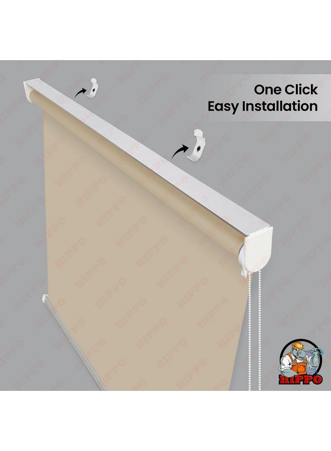 HIPPO Blackout Roller Blinds for Windows with One Click Headrail for Easy Installation Roll Up Down Blind for Home & Office (Euro-Beige, 4FTX7FT) - Image 2