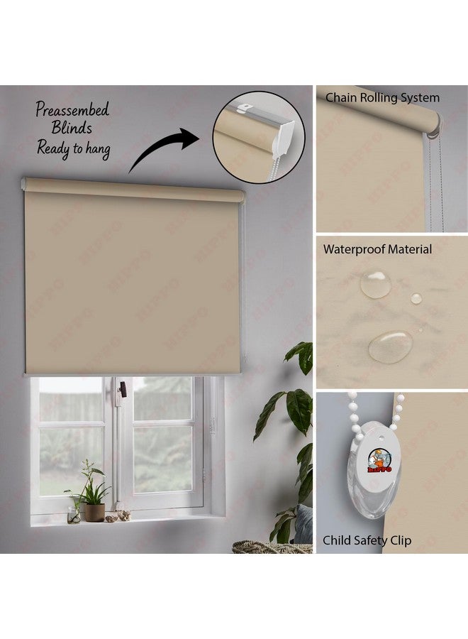 HIPPO Blackout Roller Blinds for Windows with One Click Headrail for Easy Installation Roll Up Down Blind for Home & Office (Euro-Beige, 4FTX7FT) - Image 5
