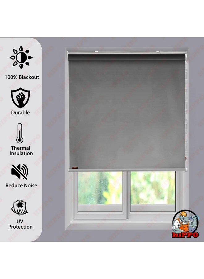 HIPPO Blackout Roller Blinds for Windows with One Click Headrail for Easy Installation Roll Up Down Blind for Home & Office (Euro-Beige, 4FTX7FT) - Image 4
