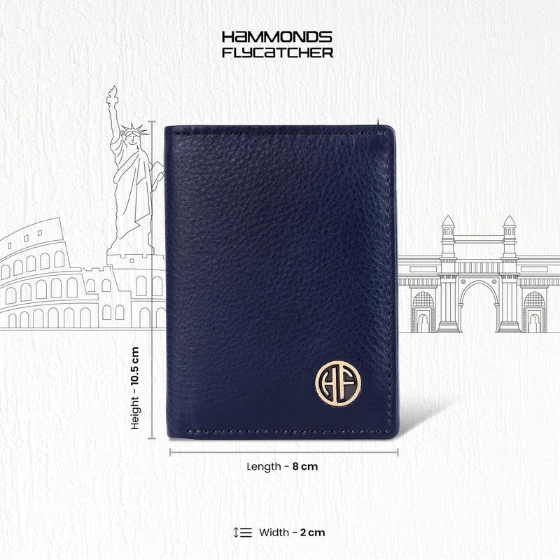 HAMMONDS FLYCATCHER Genuine Leather Card Holder Wallet for Man & Women, RFID Protected ATM/Credit Card Holder Wallet for Men with 6 Slots and 1 Currency Slot, Gift for Men - Blue - Image 2