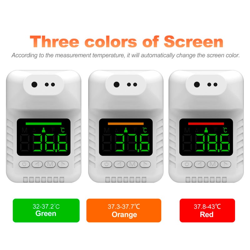 Infrared Thermometer Wall Mounted Non-Contact Measurement - Accurate Reliable Readings Forehead Thermometer for Home Public Places With Celsius Fahrenheit Switchable Backlight Alarm Flexible Installat - Image 3