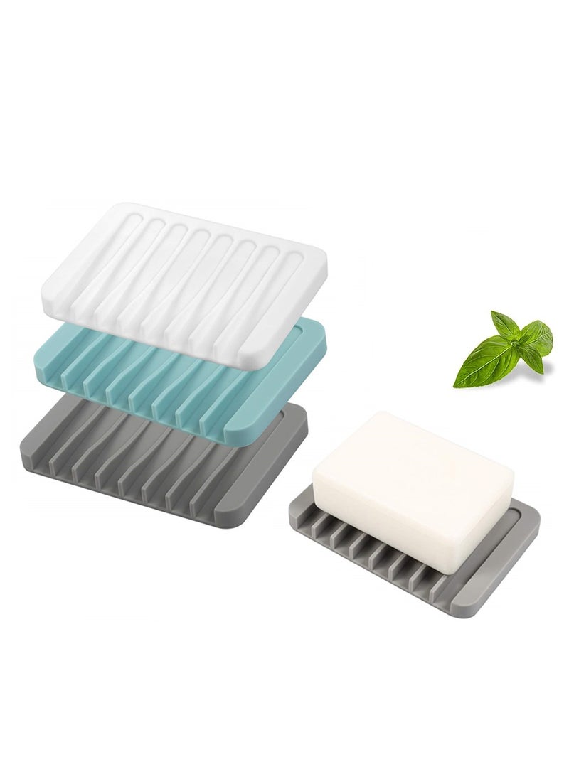 Excefore Self Draining Soap Holder, 3 Pcs Silicone Soap Saver, Soap Saver for Shower, Bathroom, Kitchen, Bath Tub, Sponges, Keep Soap Bars Dry Clean, Easy Clean, Extend Soap Life, Easy Dry  - Image 1