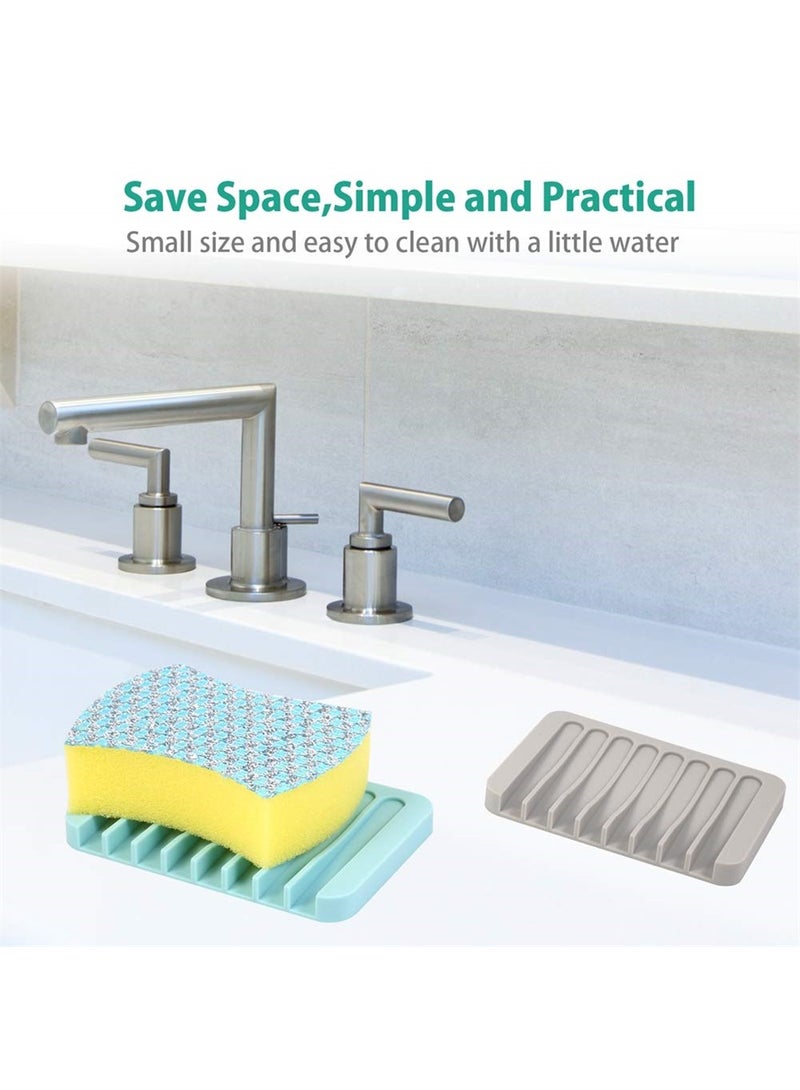 Self Draining Soap Holder, 3 Pcs Silicone Soap Saver, Soap Saver for Shower, Bathroom, Kitchen, Bath Tub, Sponges, Keep Soap Bars Dry Clean, Easy Clean, Extend Soap Life, Easy Dry