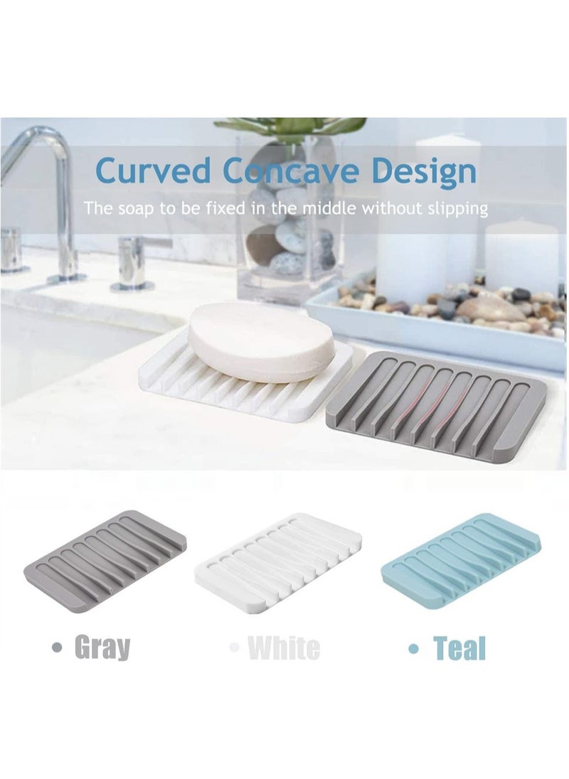 Excefore Self Draining Soap Holder, 3 Pcs Silicone Soap Saver, Soap Saver for Shower, Bathroom, Kitchen, Bath Tub, Sponges, Keep Soap Bars Dry Clean, Easy Clean, Extend Soap Life, Easy Dry  - Image 3