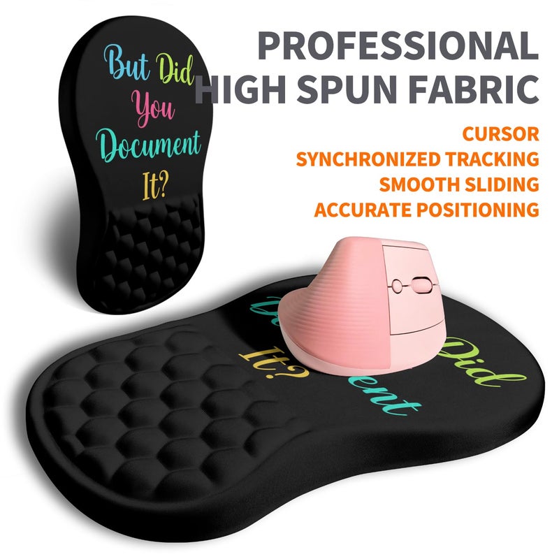 Armanza Ergonomic Joint Wrist Support Mouse Pad with Memory Foam Cushion Massage Bump, Carpal Tunnel Pain Relief Mousepad Slope Design for Wrist Rest, 11.8x7.9 in, But Did You Document It - Image 4