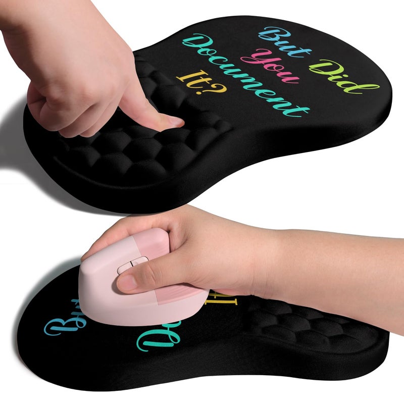 Armanza Ergonomic Joint Wrist Support Mouse Pad with Memory Foam Cushion Massage Bump, Carpal Tunnel Pain Relief Mousepad Slope Design for Wrist Rest, 11.8x7.9 in, But Did You Document It - Image 1