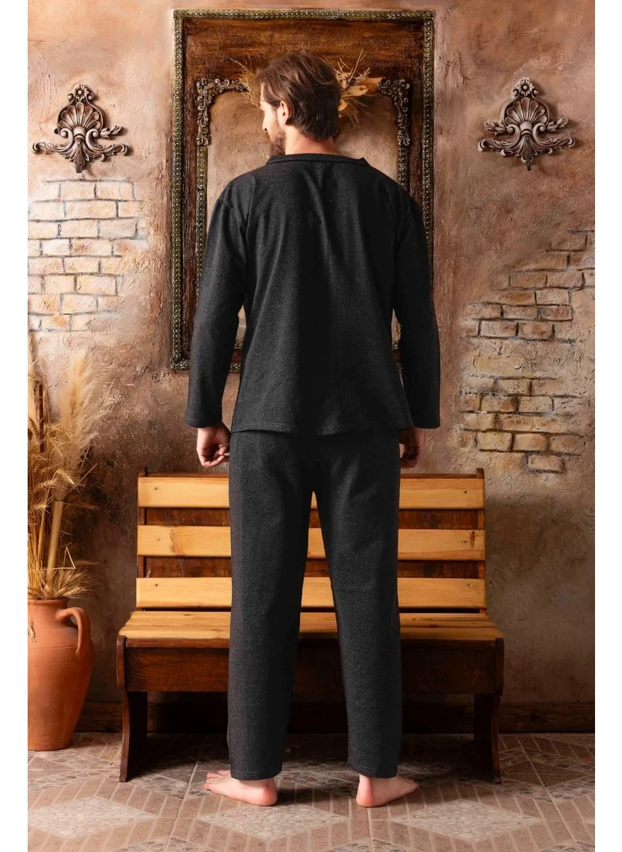 Mutlu City Men's Buttoned Cotton Pajama Set 16511