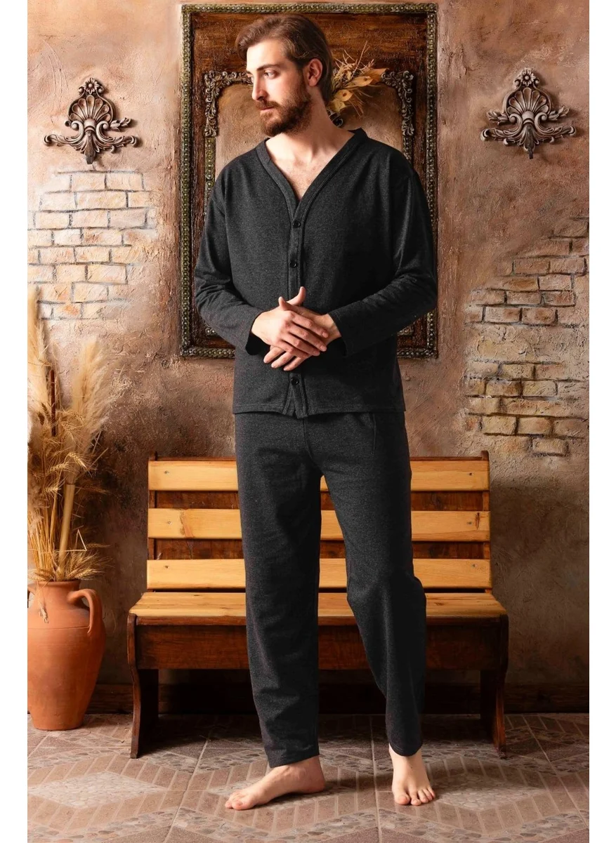 Mutlu City Men's Buttoned Cotton Pajama Set 16511