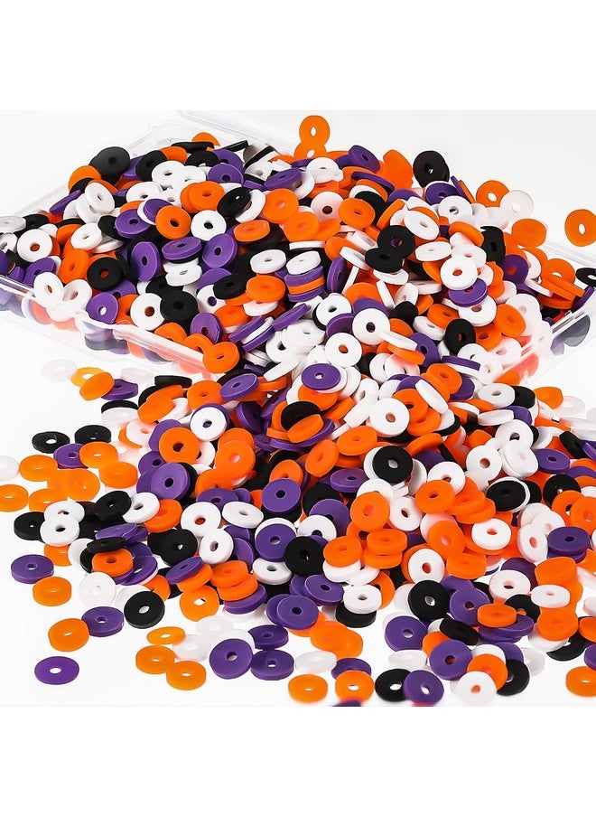Batiyeer - 3000 Pcs 4Th Of July Heishi Clay Beads Set 6 Mm Patriotic Spacer Beads Christmas Fall Winter Polymer Clay Beads Bracelet Making Bead For Necklace Earring(Black Orange White Purple) - Image 1