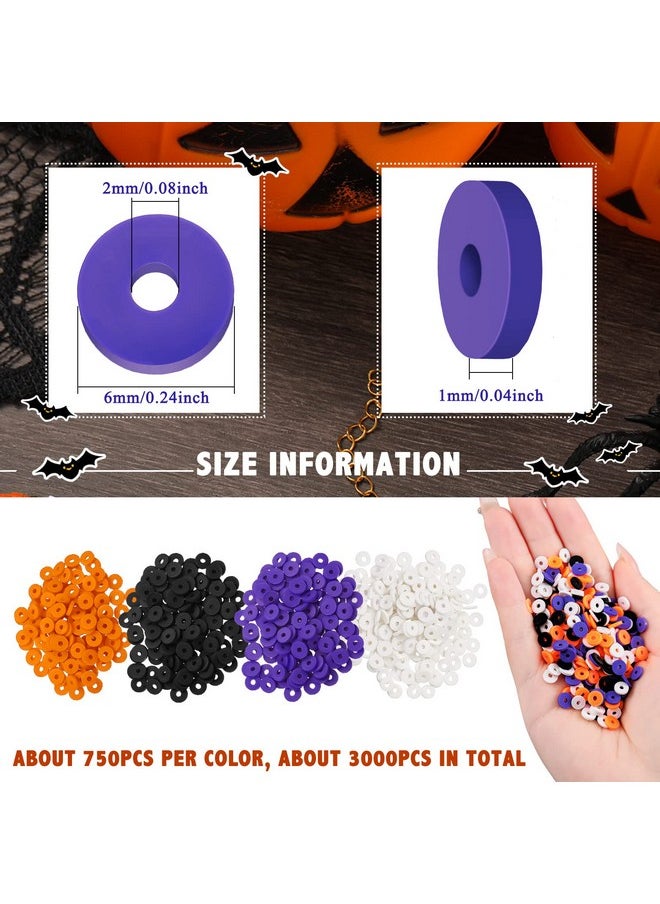 Batiyeer - 3000 Pcs 4Th Of July Heishi Clay Beads Set 6 Mm Patriotic Spacer Beads Christmas Fall Winter Polymer Clay Beads Bracelet Making Bead For Necklace Earring(Black Orange White Purple) - Image 1