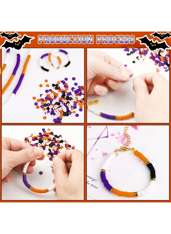 Batiyeer - 3000 Pcs 4Th Of July Heishi Clay Beads Set 6 Mm Patriotic Spacer Beads Christmas Fall Winter Polymer Clay Beads Bracelet Making Bead For Necklace Earring(Black Orange White Purple) - Image 1