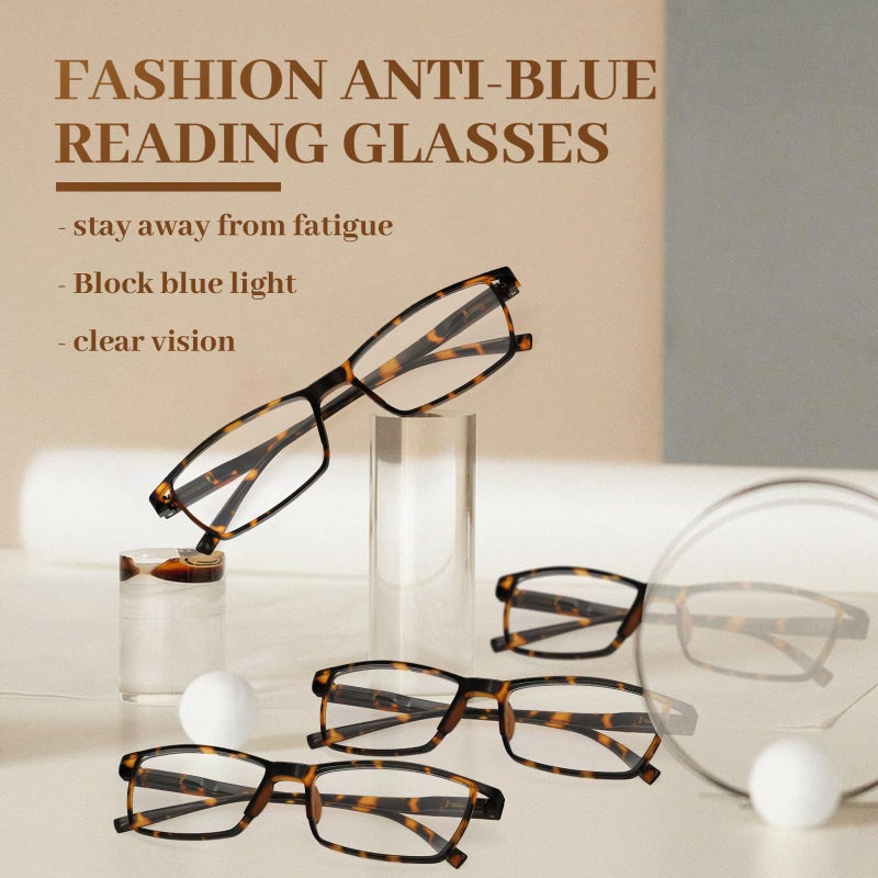 LUFF 4Pcs Anti-Blue-ray Reading Glasses Portable Ultra-Light Readers(1.5X) - Image 2