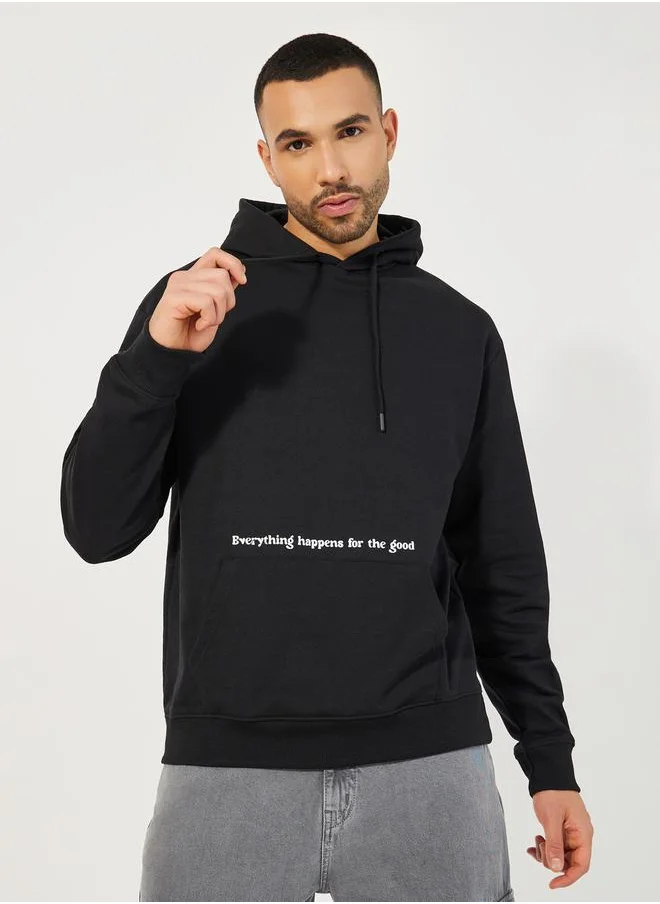 Styli Minimal Puff Print Fleece Relaxed Fit Hoodie