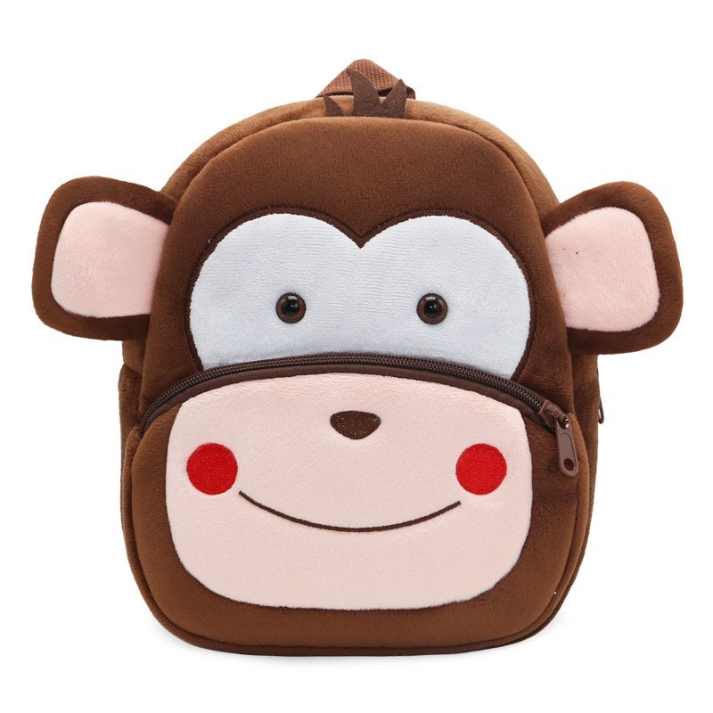 Plush Kids Backpack, Monkey Animal Design, Soft Lightweight School Bag for Toddlers and Preschool Kids - Image 1