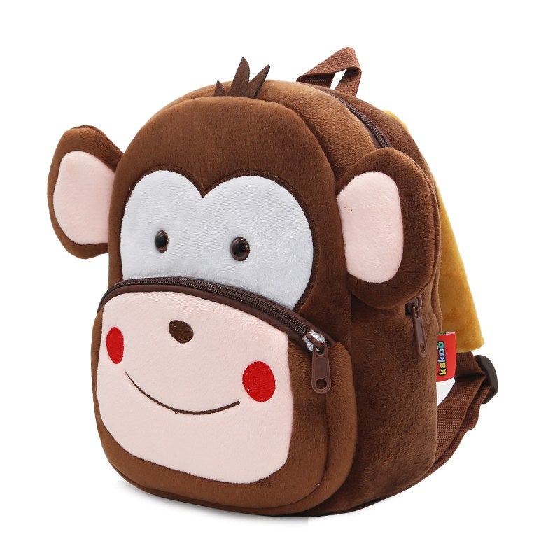 Plush Kids Backpack, Monkey Animal Design, Soft Lightweight School Bag for Toddlers and Preschool Kids - Image 2