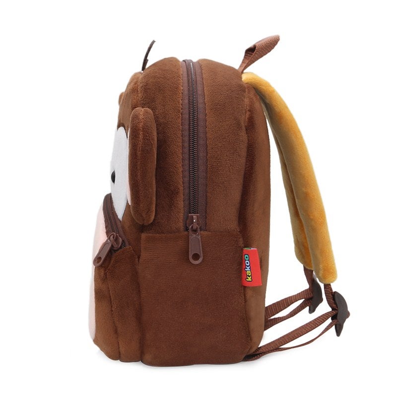 Plush Kids Backpack, Monkey Animal Design, Soft Lightweight School Bag for Toddlers and Preschool Kids - Image 4