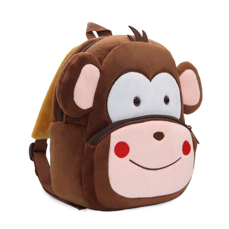 Plush Kids Backpack, Monkey Animal Design, Soft Lightweight School Bag for Toddlers and Preschool Kids - Image 3