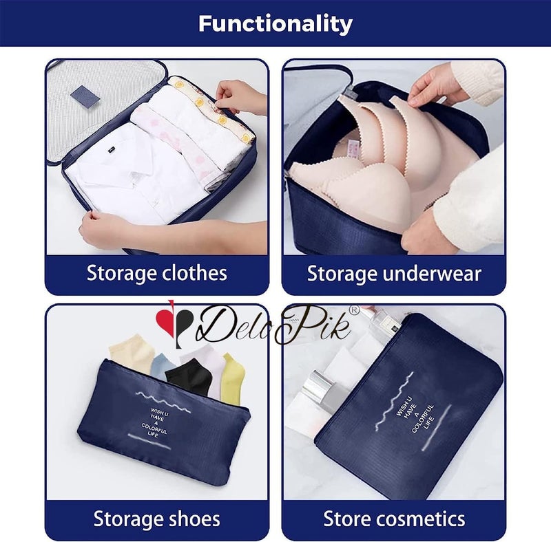 DeloPik 7PCS Packing Cubes Value Set for Travel Luggage Organiser Bag Compression Pouches Clothes Suitcase Water proof, gray - Image 5