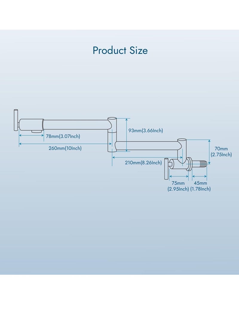 TRASSLE Kitchen Sink Faucet Wall Mounted,Rotatable Pot Filler Faucet Wall Mounted,Solid Brass Folding Stretchable Kitchen Faucet Single Hole Double Switch for Home Restaurant (Matte Black) - Image 2