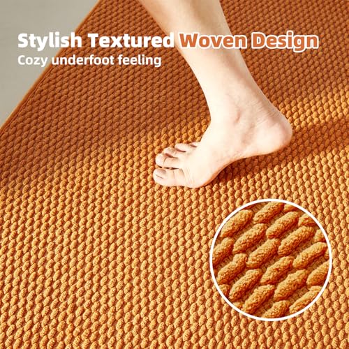 TYUU Bathroom Rugs Non Slip Washable, Super Absorbent Thin Bath Mat Small Quick Dry Low Pile Bathroom Rug, Orange 16"x24" - Image 3