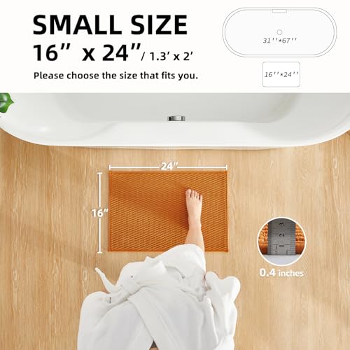 TYUU Bathroom Rugs Non Slip Washable, Super Absorbent Thin Bath Mat Small Quick Dry Low Pile Bathroom Rug, Orange 16"x24" - Image 2