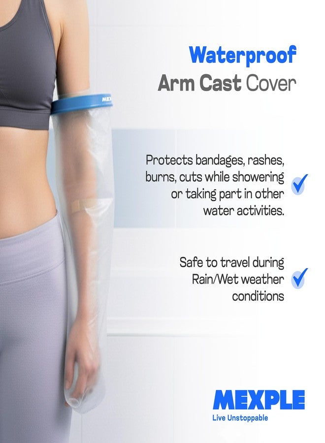 MEXPLE Adult Long Arm Cast Cover for Shower | Waterproof Reusable Shower Sleeve for Casts, Bandages & Wounds | 100% Leak-Proof Seal | Comfortable & Durable Cast Protector for Bath - Image 2