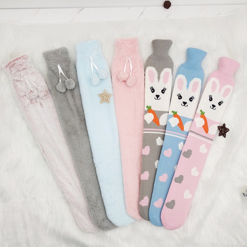 Long Rubber Water Bag Water Filling Warm Body Knitted Plush Warm Water Bag Warm Cute Warm Handbag Spot - Image 2