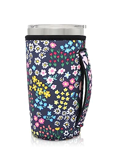 AJLTPA AJLTPA Neoprene Insulated Sleeves Cup Holder with Handle for 20oz Tumbler Cups, Reusable Iced Coffee Sleeve Compatible  - Image 2