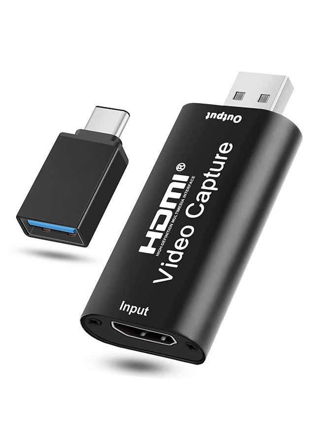 Tersely 2in1 4K HDMI Portable Audio Video Capture Cards, HDMI to USB & USB-C 1080P Record Via DSLR Camcorder for Windows Mac OS MacBook HD Acquisition, Live Broadcasting, Video Conference, Gaming - Image 1