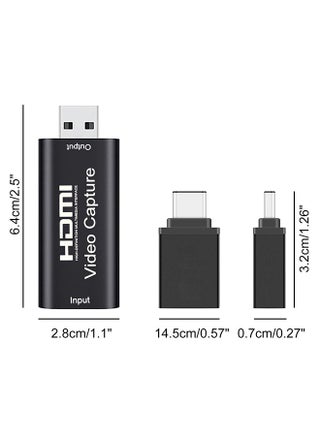 بطاقات التقاط الصوت والفيديو المحمولة بتقنية 2in1 4K HDMI، من HDMI إلى USB وUSB-C تسجيل 1080P عبر كاميرات DSLR لأجهزة Windows وMac OS وMacBook، للاستحواذ عالي الدقة، والبث المباشر، والمؤتمرات المرئية، والألعاب - view 2
